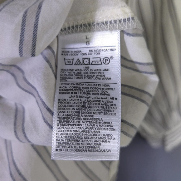 Old Navy Stripes Button Down Blouse  Light‎ Puff Sleeve Light Academia Size L - Picture 7 of 8